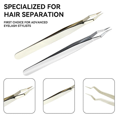 Lash Extension Tweezers — Stainless Steel Curved & Straight