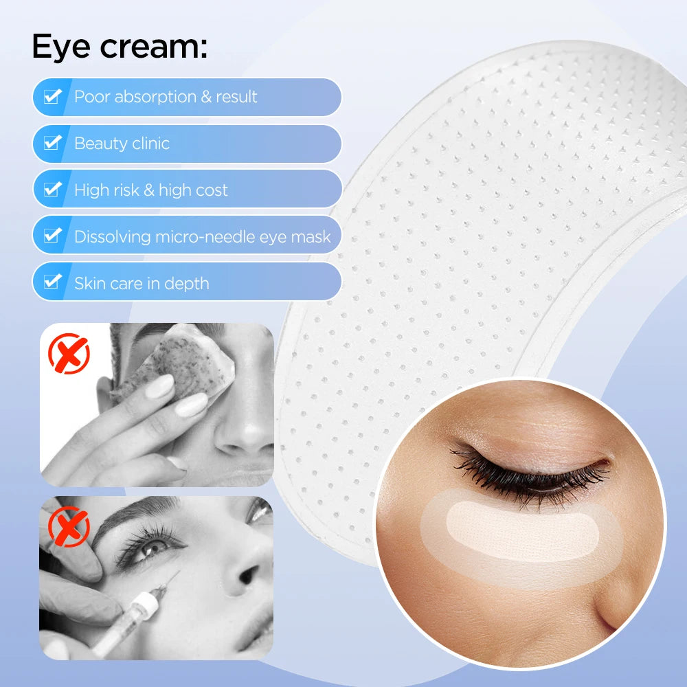 1-10PCS Hyaluronic Acid Microneedle Eye Patches Mask for Anti Wrinkle Aging Dark Circle Moisturizing Under Eye Gel Pad Skin Care.