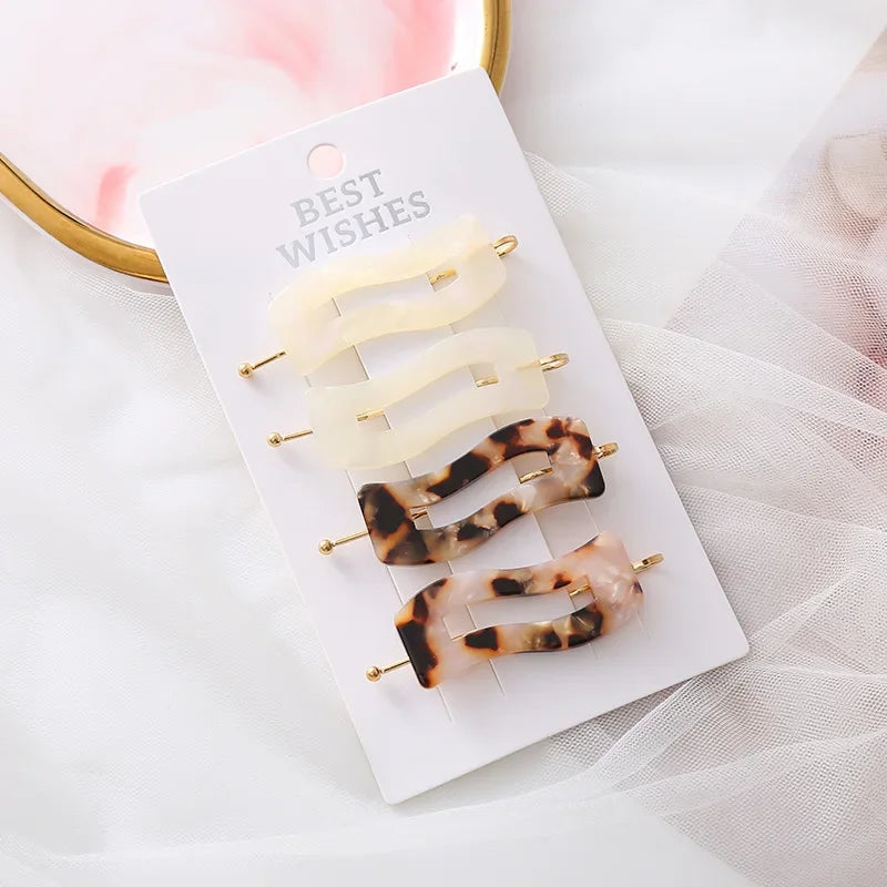 4/2Pcs Girls Leopard Seamless Hair Clip Set Women Acetate Sheet No Bend Bangs Clip Duckbill Hairpins Makeup Hair Styling Tool.