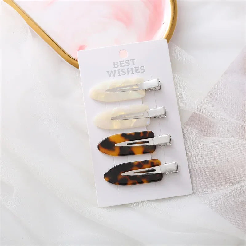 4/2Pcs Girls Leopard Seamless Hair Clip Set Women Acetate Sheet No Bend Bangs Clip Duckbill Hairpins Makeup Hair Styling Tool.