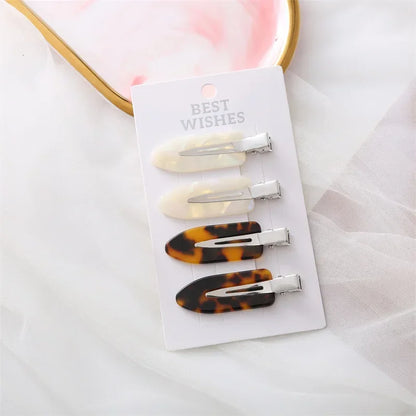 4/2Pcs Girls Leopard Seamless Hair Clip Set Women Acetate Sheet No Bend Bangs Clip Duckbill Hairpins Makeup Hair Styling Tool.
