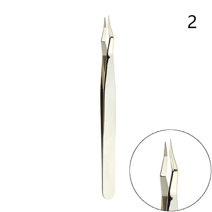 Lash Extension Tweezers — Stainless Steel Curved & Straight