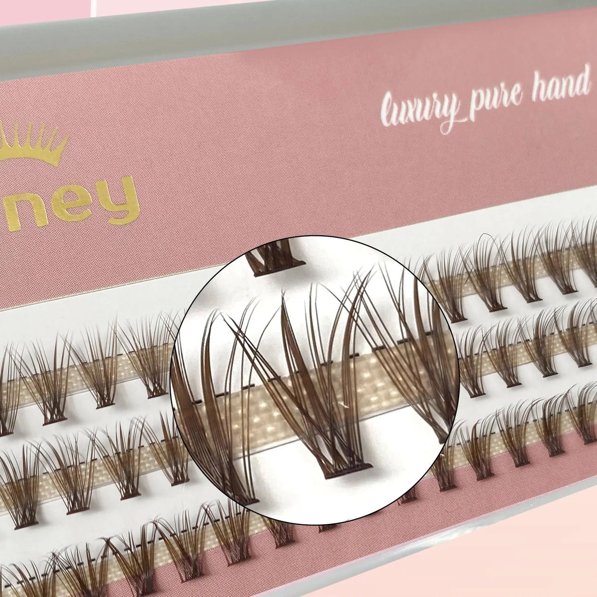 DIY Brown 20D Cluster False Lashes — Individual Volume
