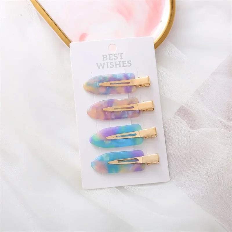 4/2Pcs Girls Leopard Seamless Hair Clip Set Women Acetate Sheet No Bend Bangs Clip Duckbill Hairpins Makeup Hair Styling Tool