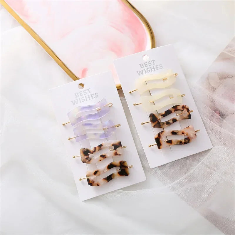 4/2Pcs Girls Leopard Seamless Hair Clip Set Women Acetate Sheet No Bend Bangs Clip Duckbill Hairpins Makeup Hair Styling Tool.