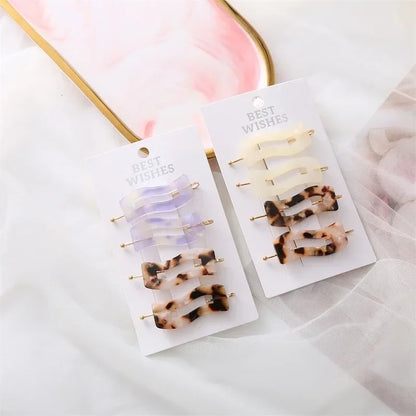4/2Pcs Girls Leopard Seamless Hair Clip Set Women Acetate Sheet No Bend Bangs Clip Duckbill Hairpins Makeup Hair Styling Tool.