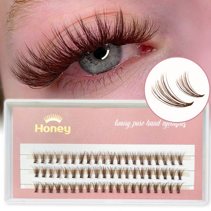 DIY Brown 20D Cluster False Lashes — Individual Volume