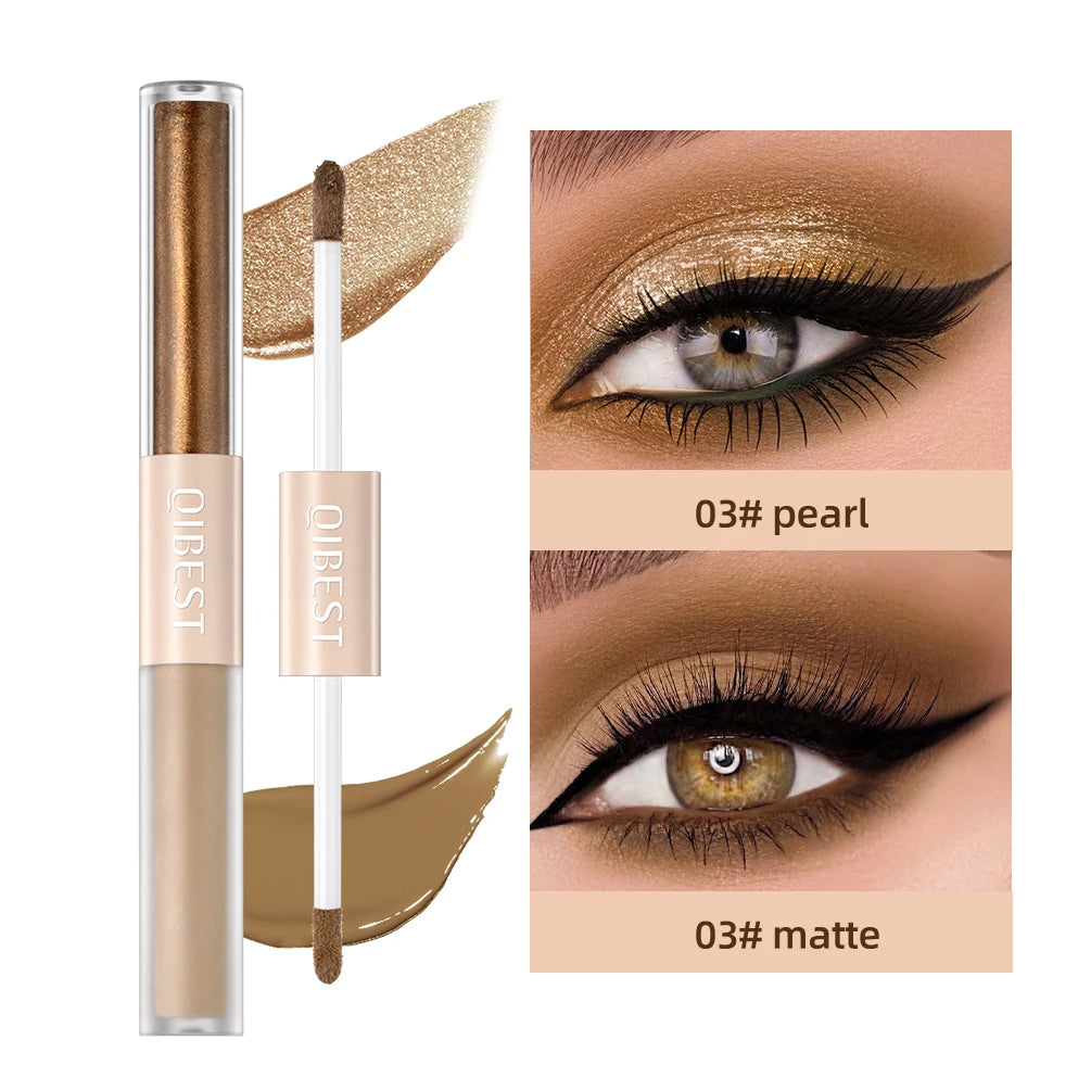 QIBEST Double-Ended Glitter & Matte Eyeshadow Stick (Waterproof)