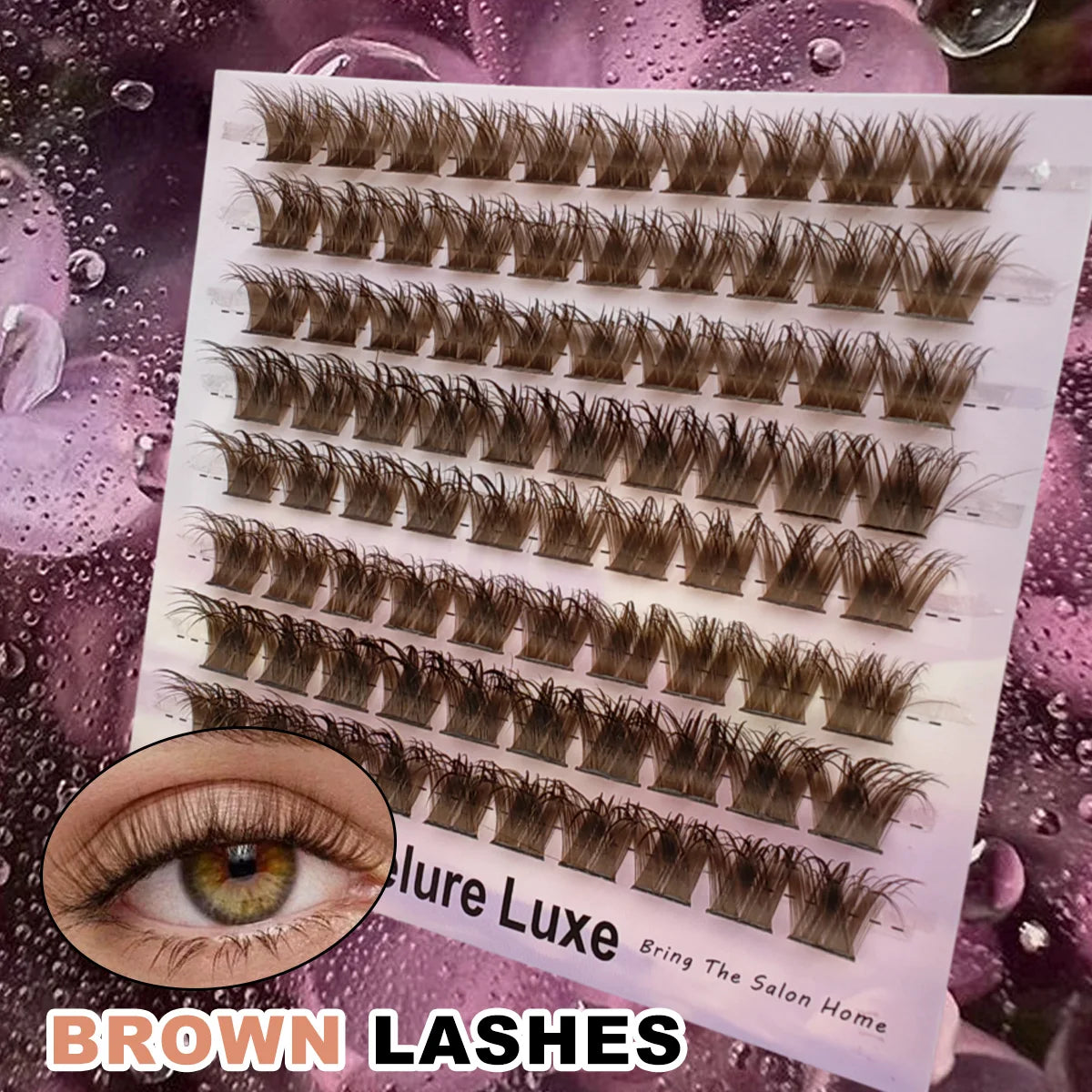 80PCS Brown D Curl Lash Clusters Dramatic Wispy Thick Lashes for Beginners for Daily Use Parties Festivals Individual Eyelashes