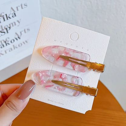 2/4pcs Simple Sakura Pink Seamless Hair Clip Women Acetate Sheet No Bend Bangs Clip Duckbill Clip Hairpins Hair Styling Tool