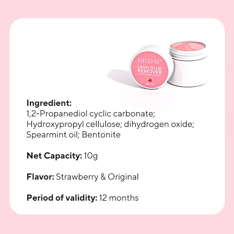 DIYDAY Eyelash Glue Remover No Irritation Ultra-Fast Cleaning Lash Cream Safe for Sensitive Eyes Easy Removal for False Lashes