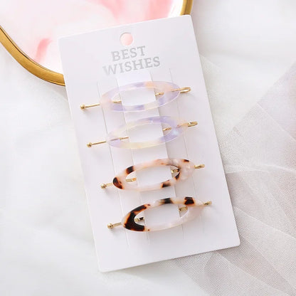 4/2Pcs Girls Leopard Seamless Hair Clip Set Women Acetate Sheet No Bend Bangs Clip Duckbill Hairpins Makeup Hair Styling Tool.
