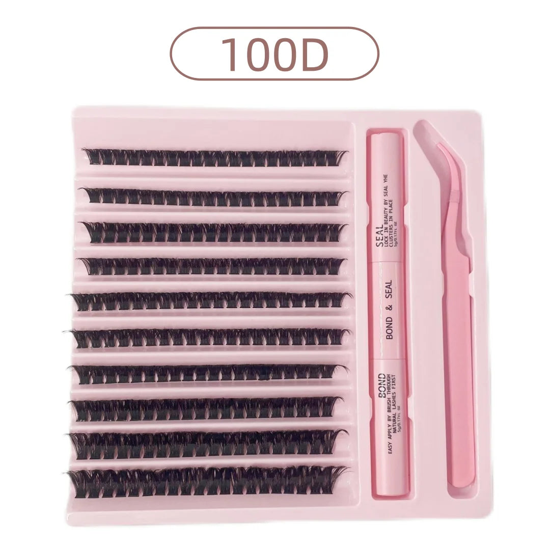 Cluster Lashes 200pcs 30D-100D 9-16mm Mixed Lengths, Ultra-Natural Look Thin Ultra-Soft Ultra-Light, Reusable for Beginners