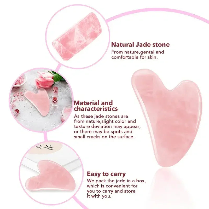 Natural Stone GuaSha Jade Facial Beauty Scraping Massage Tools Firm Skin Care Face Gua Sha SPA Physical Therapy Gue Che Roller.