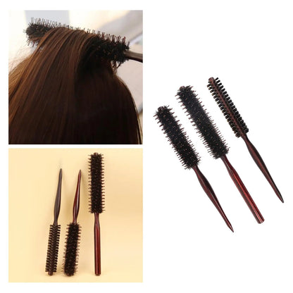 Hair Brush Hair Comb Small Roller Round Brush Wooden Handle Rolling Brush for Hairdressing Volumizing Detangling Men Women Hotel.