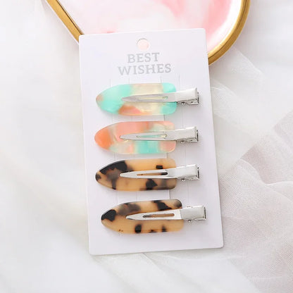 4/2Pcs Girls Leopard Seamless Hair Clip Set Women Acetate Sheet No Bend Bangs Clip Duckbill Hairpins Makeup Hair Styling Tool.