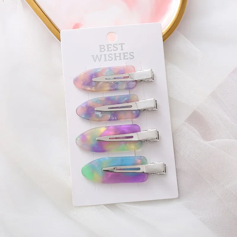 4/2Pcs Girls Leopard Seamless Hair Clip Set Women Acetate Sheet No Bend Bangs Clip Duckbill Hairpins Makeup Hair Styling Tool.