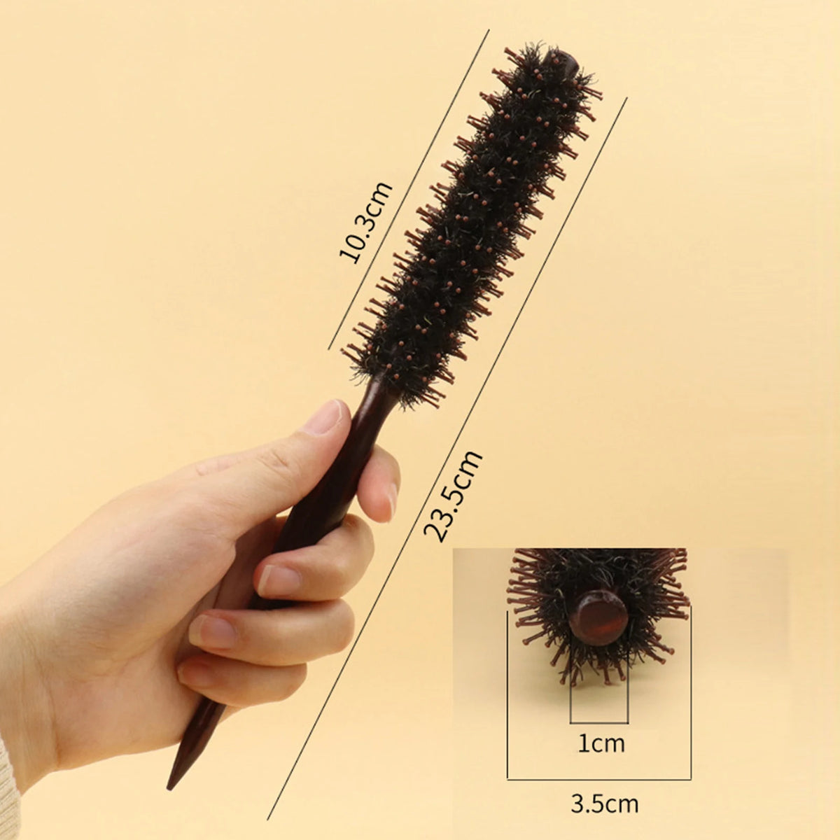 Hair Brush Hair Comb Small Roller Round Brush Wooden Handle Rolling Brush for Hairdressing Volumizing Detangling Men Women Hotel.