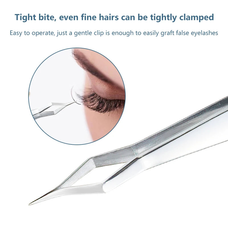 Lash Extension Tweezers — Stainless Steel Curved & Straight