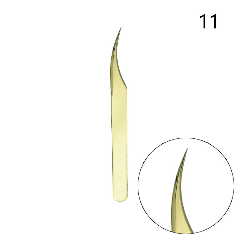 Lash Extension Tweezers — Stainless Steel Curved & Straight