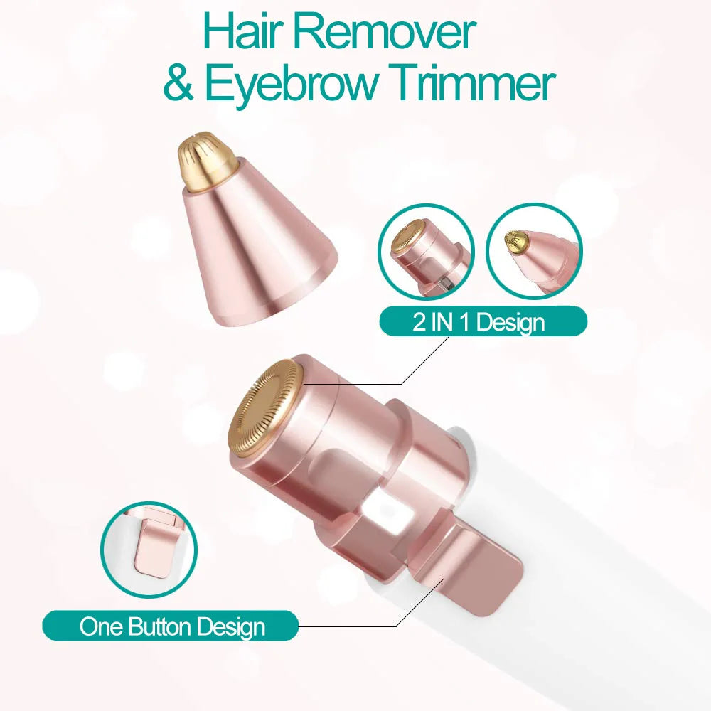 2 in 1 Electric Eyebrow Trimmer Painless Eye Brow Epilator For Women Makeup Mini Razors Portable Facial Hair Removal Shaver