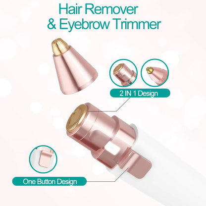 2 in 1 Electric Eyebrow Trimmer Painless Eye Brow Epilator For Women Makeup Mini Razors Portable Facial Hair Removal Shaver