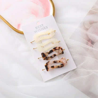 4/2Pcs Girls Leopard Seamless Hair Clip Set Women Acetate Sheet No Bend Bangs Clip Duckbill Hairpins Makeup Hair Styling Tool