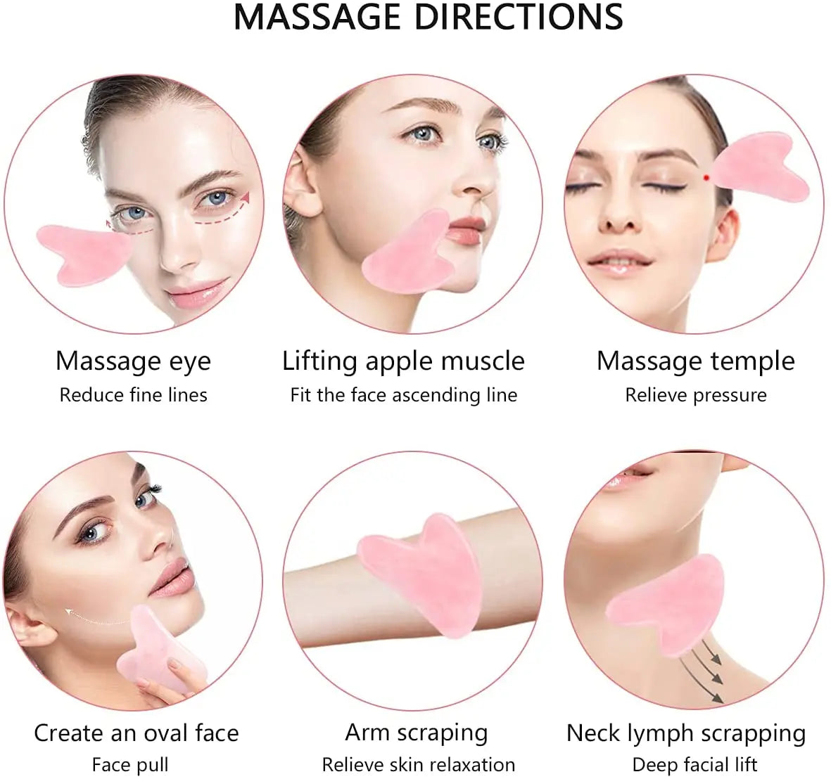 Natural Stone Gua Sha Facial Massage Tool (Rose Quartz / Jade / Obsidian)