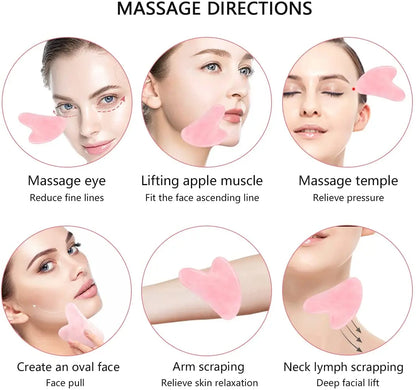 Natural Stone Gua Sha Facial Massage Tool (Rose Quartz / Jade / Obsidian)