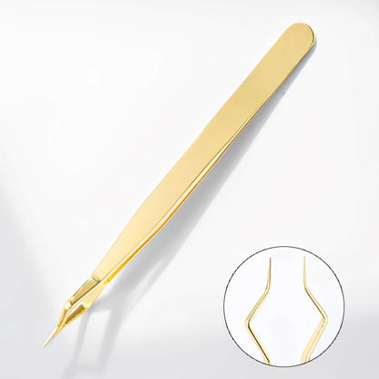 Lash Extension Tweezers — Anti-Slip Curved Stainless Steel