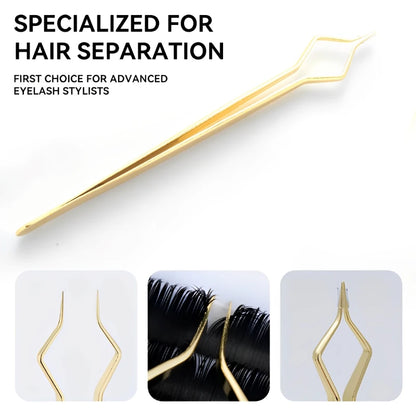 Lash Extension Tweezers — Anti-Slip Curved Stainless Steel
