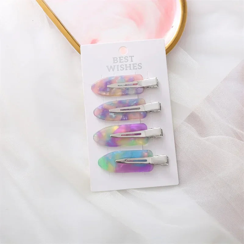 4/2Pcs Girls Leopard Seamless Hair Clip Set Women Acetate Sheet No Bend Bangs Clip Duckbill Hairpins Makeup Hair Styling Tool