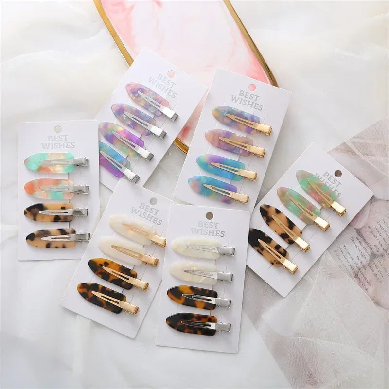 4/2Pcs Girls Leopard Seamless Hair Clip Set Women Acetate Sheet No Bend Bangs Clip Duckbill Hairpins Makeup Hair Styling Tool.