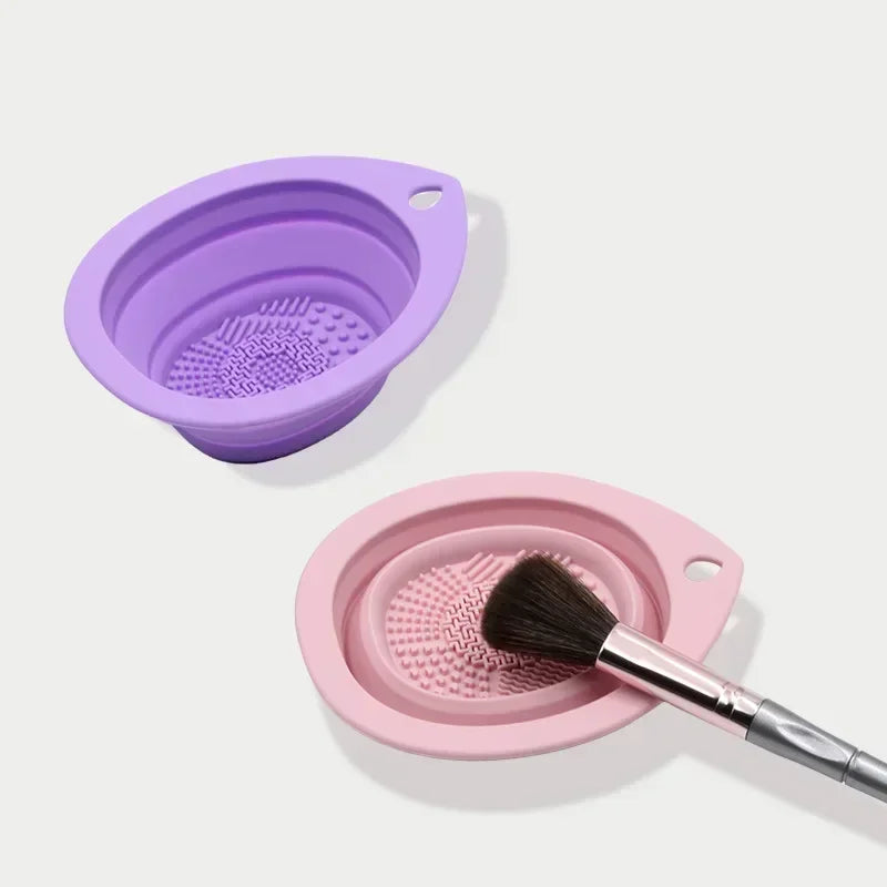 Silicone Makeup Brush Cleaner Folding Powder Puff Cleaning Bowl Eyeshadow Brushes Washing Soft Mat Beauty Tools Scrubber Box.