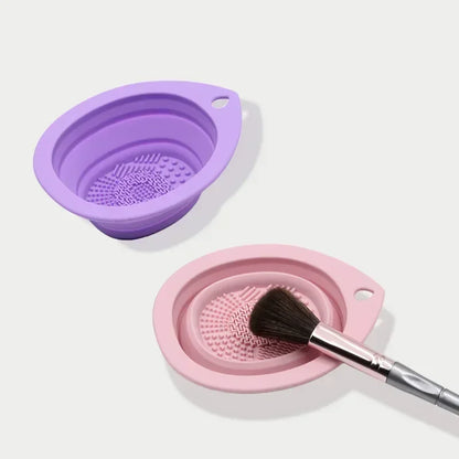 Silicone Makeup Brush Cleaner Folding Powder Puff Cleaning Bowl Eyeshadow Brushes Washing Soft Mat Beauty Tools Scrubber Box.
