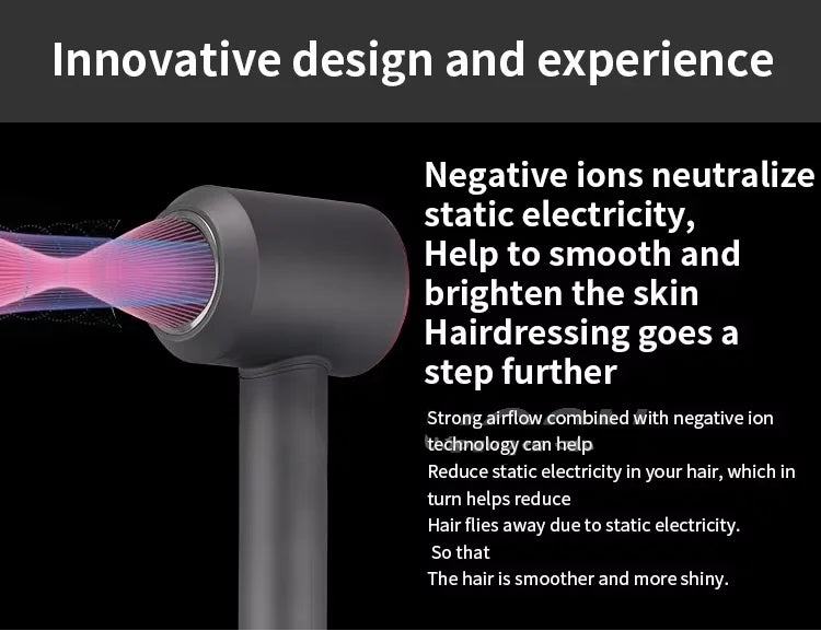 Household 220V Leafless Hair Dryer High-speed Negative Ion Hair Care High Power 110,000RPM Quick-drying Electric Hair Dryer