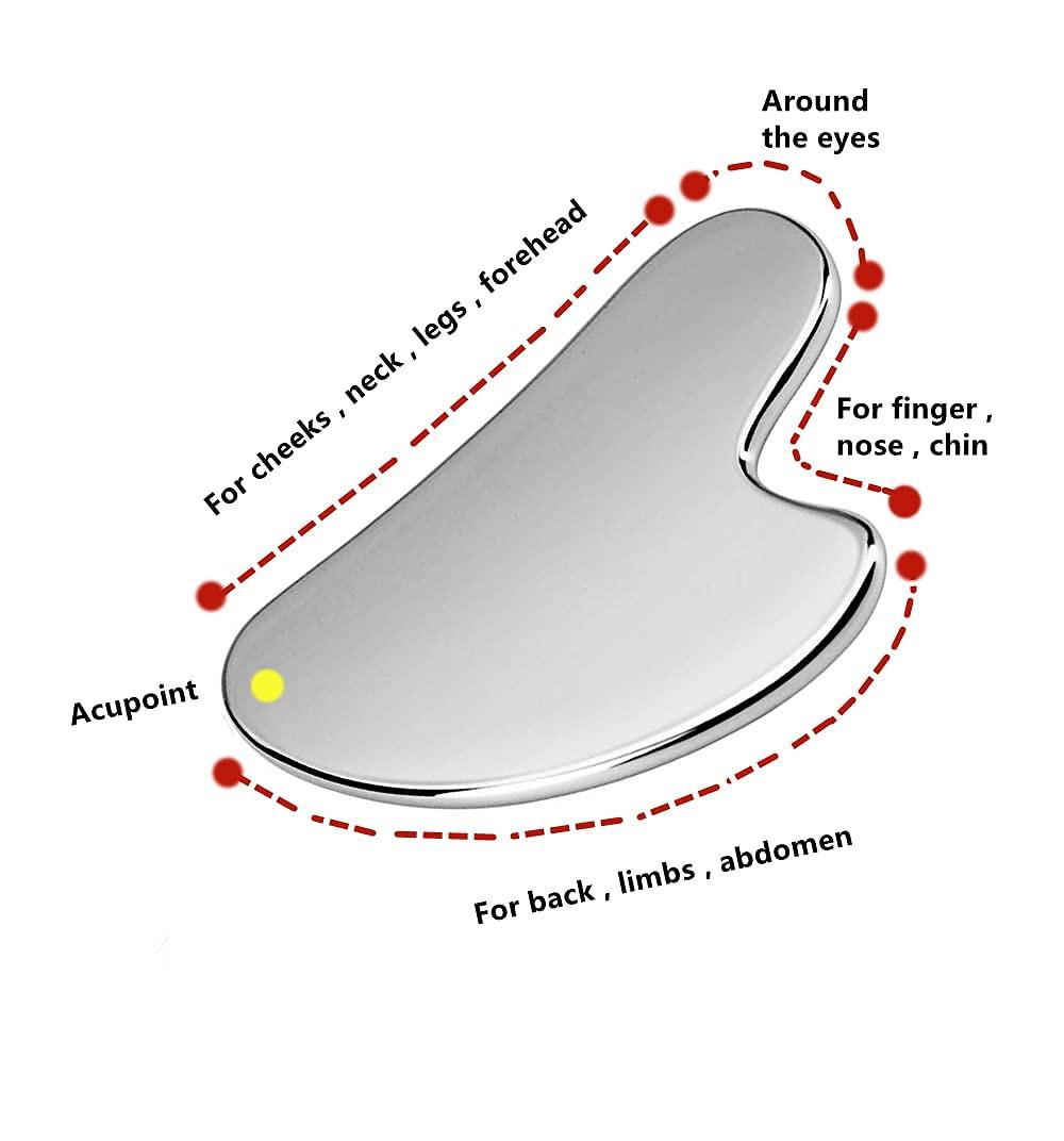 Gua Sha Board Guasha Massage for Face Stainless Steel Body Massager Facial Scraping Plate SPA  Guasha Scraper for Neck Back.