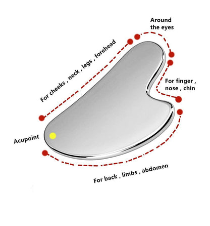 Gua Sha Board Guasha Massage for Face Stainless Steel Body Massager Facial Scraping Plate SPA  Guasha Scraper for Neck Back.