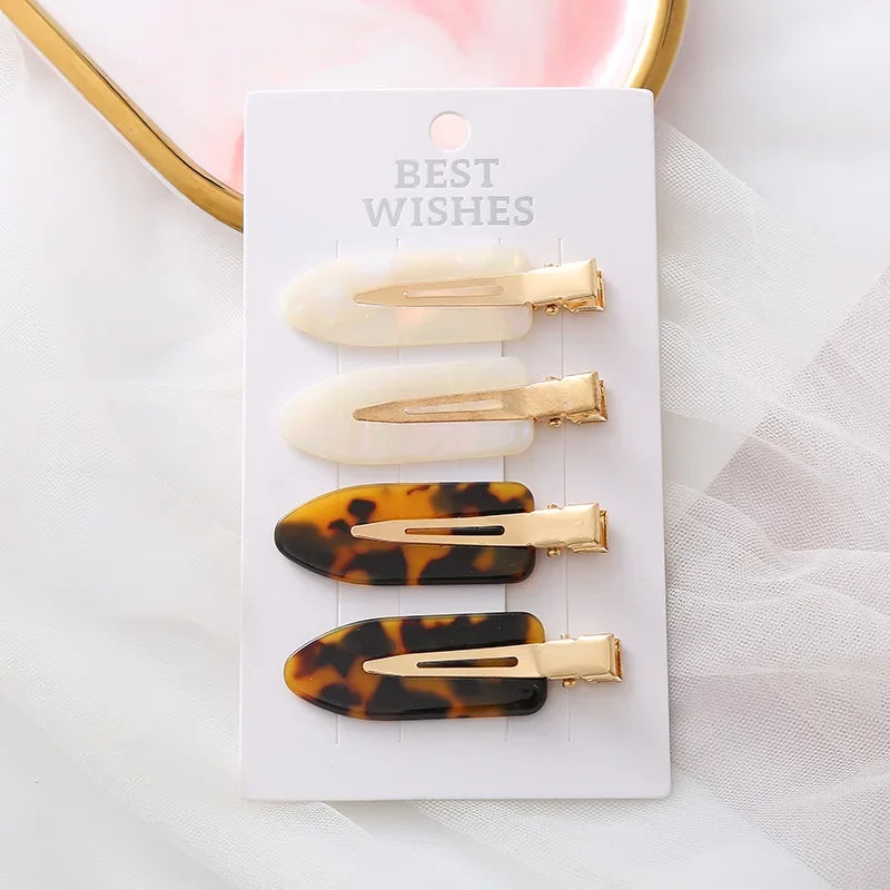 4/2Pcs Girls Leopard Seamless Hair Clip Set Women Acetate Sheet No Bend Bangs Clip Duckbill Hairpins Makeup Hair Styling Tool.