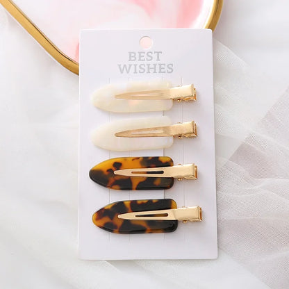 4/2Pcs Girls Leopard Seamless Hair Clip Set Women Acetate Sheet No Bend Bangs Clip Duckbill Hairpins Makeup Hair Styling Tool.