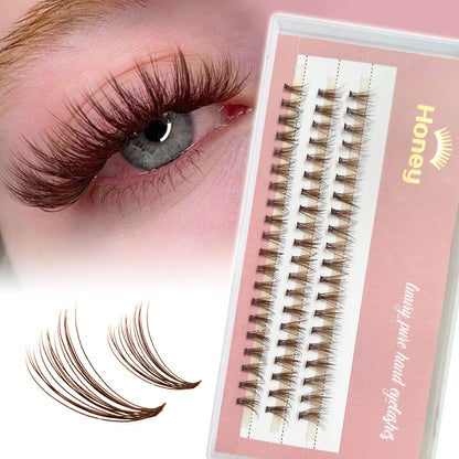 DIY Brown 20D Cluster False Lashes — Individual Volume