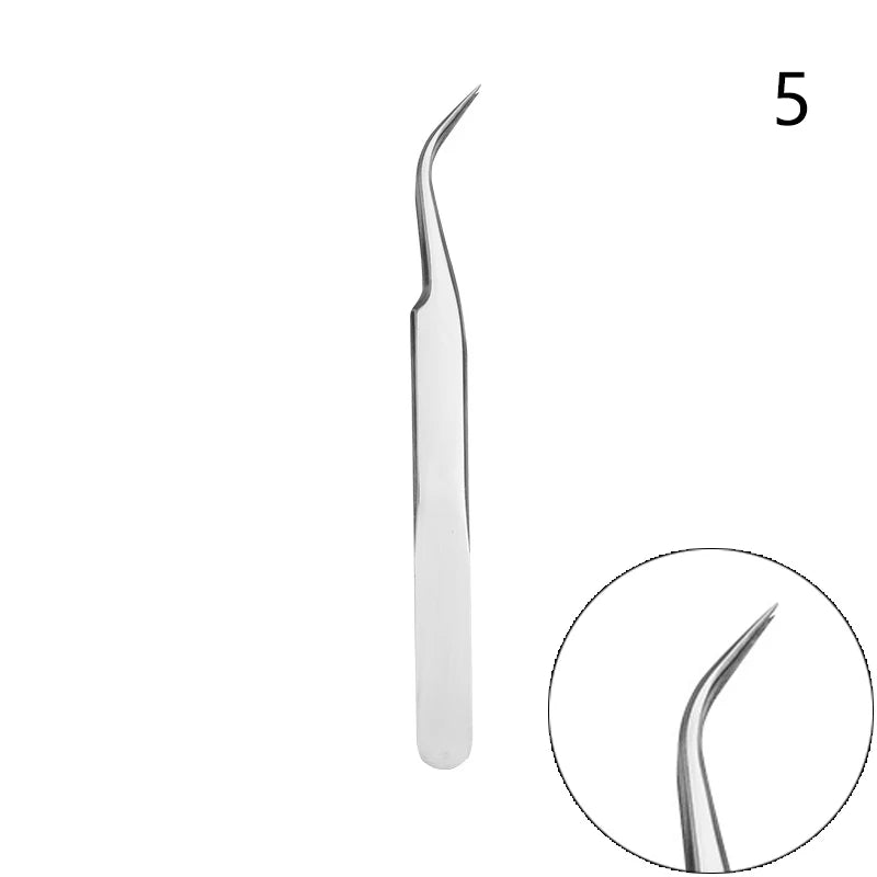 Lash Extension Tweezers — Stainless Steel Curved & Straight
