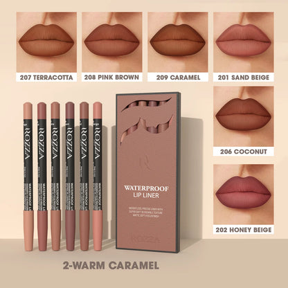 Rozza Waterproof Lip Liner Pencil Set, Weightless Precise Liner with Super Soft Blendable Texture Matte Soft.