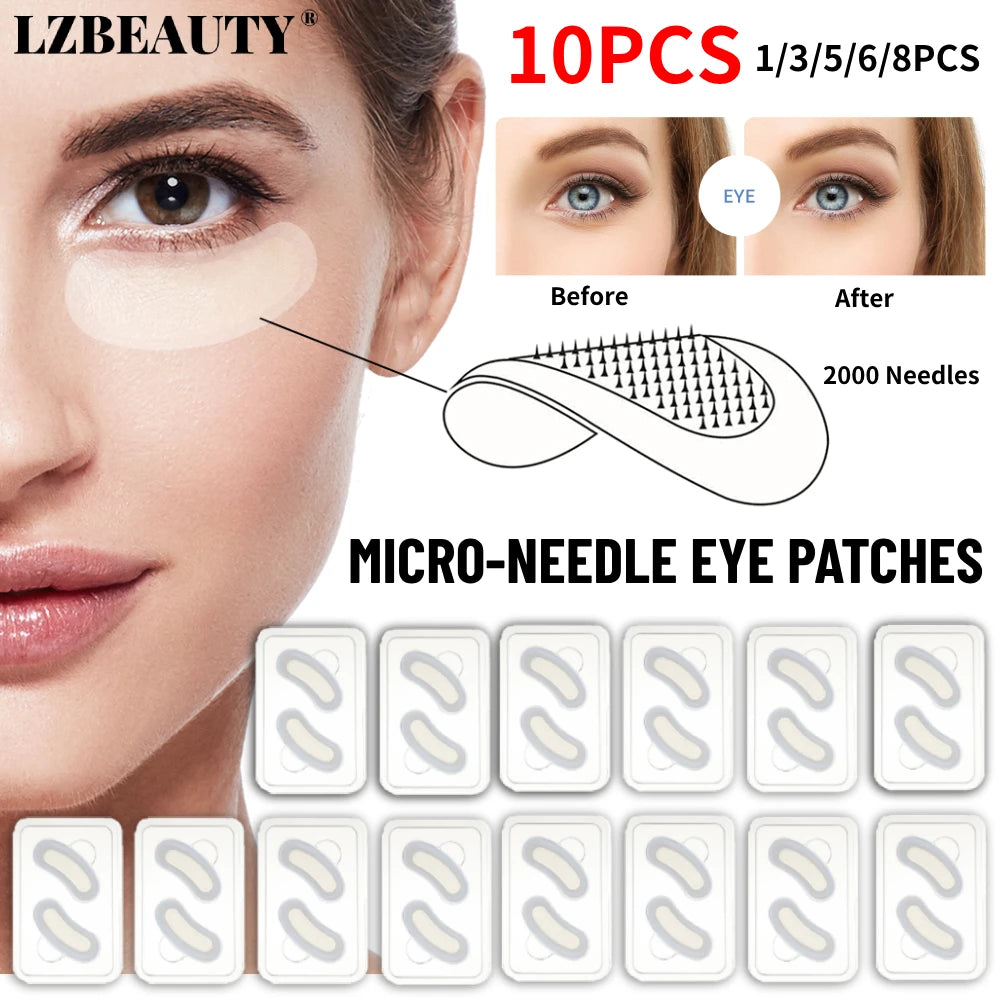1-10PCS Hyaluronic Acid Microneedle Eye Patches Mask for Anti Wrinkle Aging Dark Circle Moisturizing Under Eye Gel Pad Skin Care.
