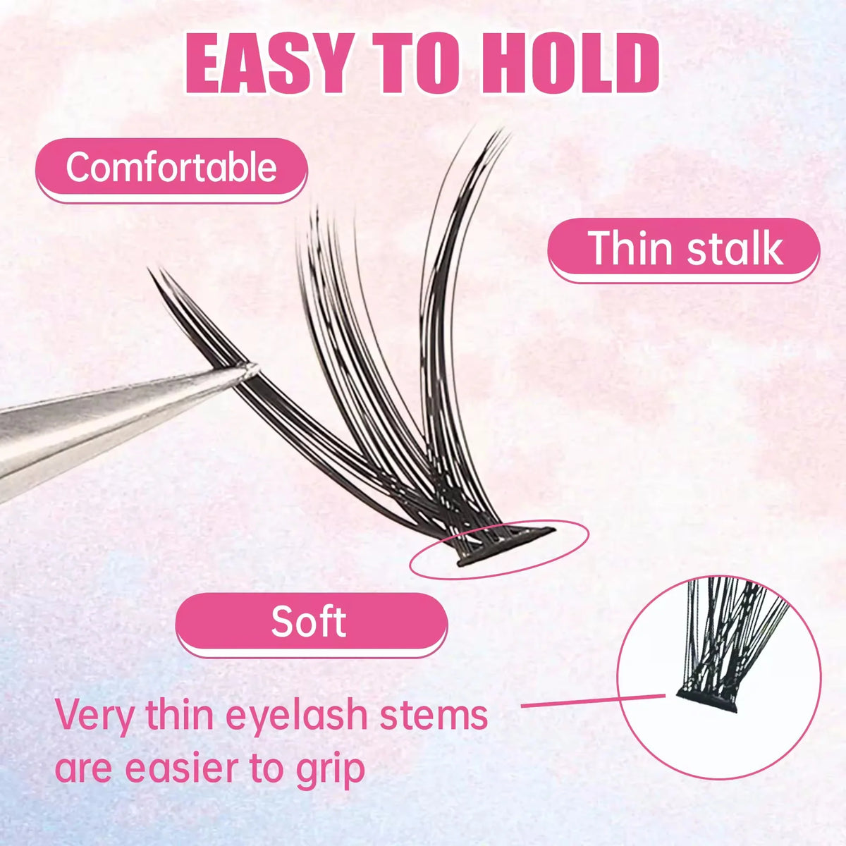 Cluster Lashes 200pcs 30D-100D 9-16mm Mixed Lengths, Ultra-Natural Look Thin Ultra-Soft Ultra-Light, Reusable for Beginners