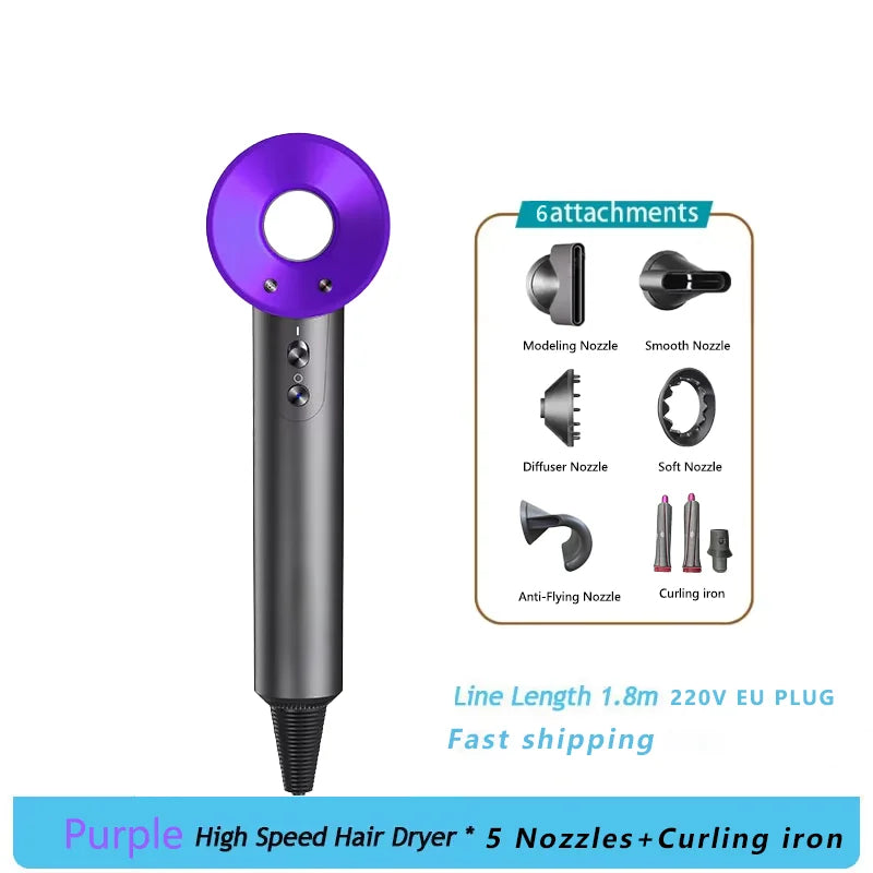Household 220V Leafless Hair Dryer High-speed Negative Ion Hair Care High Power 110,000RPM Quick-drying Electric Hair Dryer
