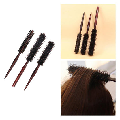 Hair Brush Hair Comb Small Roller Round Brush Wooden Handle Rolling Brush for Hairdressing Volumizing Detangling Men Women Hotel.