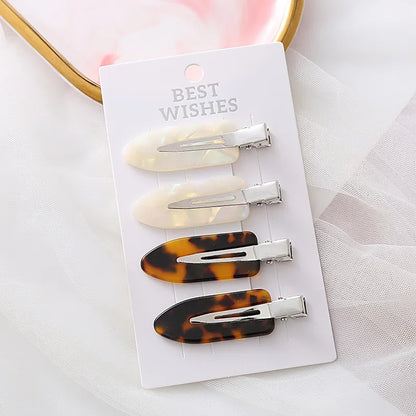 4/2Pcs Girls Leopard Seamless Hair Clip Set Women Acetate Sheet No Bend Bangs Clip Duckbill Hairpins Makeup Hair Styling Tool.