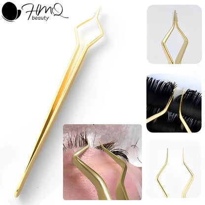 Lash Extension Tweezers — Anti-Slip Curved Stainless Steel