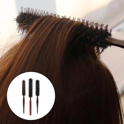 Hair Brush Hair Comb Small Roller Round Brush Wooden Handle Rolling Brush for Hairdressing Volumizing Detangling Men Women Hotel.